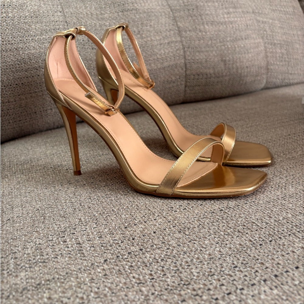 Chic Gold Ankle Strap Heels